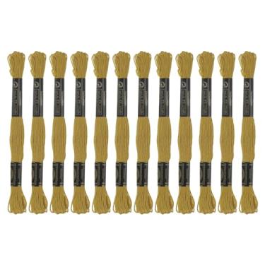 Imagem de Generic 12 novelos de fio de bordado 8,75 m (8 m) fio de ponto cruz de algodão egípcio de grampo longo para costurar, pulseira faça você mesmo, fio e artesanato, amarelo escuro (6833)