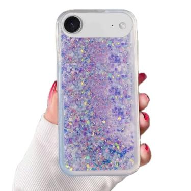 Imagem de Rnrieyta Miagon Capa traseira de areia movediça com efeito luminoso para iPhone Air, brilho noctilucente que brilha no escuro com glitter brilhante líquido transparente
