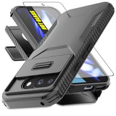 Imagem de AWZHYDT Capa para Google Pixel 9A | Capa de câmera deslizante integrada e protetor de tela [2 em 1] Capas protetoras resistentes à prova de choque para Pixel 9A (preto)