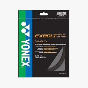 Imagem de YONEX Corda de badminton EXBOLT 68, calibre 0,68 mm, comprimento 10 m, alta potência e opções de cores duráveis (preto)