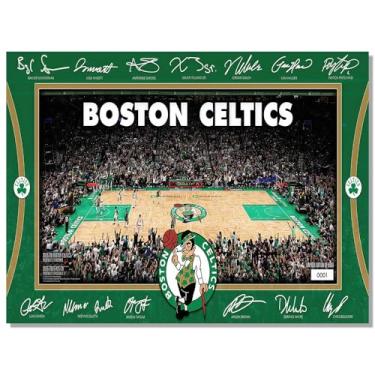 Imagem de BILVAZOG Pôster de basquete Celtics para fãs de festa de aniversário infantil Gitfs-2025 Cartazes de quadra de assinatura - Impressão em tela para decoração de quarto de menino