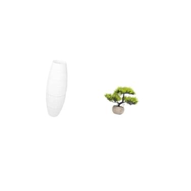 Imagem de Fenteer Abajur Artificial Simples para Bonsai, Luminária de Chão com Suporte de Papel para Lâmpada, Proteção para Vaso de Plantas Artificiais com Folhagem Ver