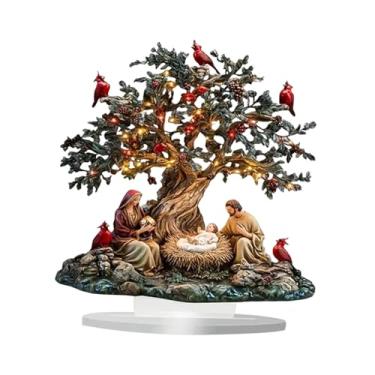 Imagem de KiBcsLic Placa de presépio de Natal plana 2D com suporte para decoração de Natal, arte criativa, artesanato, exibição de mesa para armário de férias, Style a