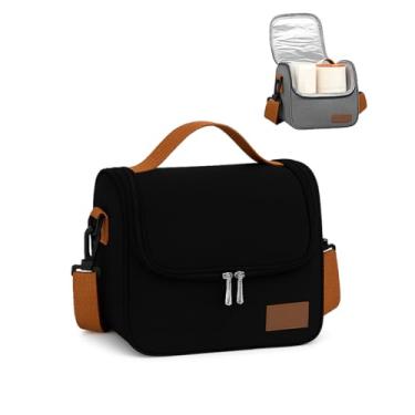 Imagem de Bolsa Térmica Isotérmica Marmiteira Lancheira Bolsa de Mão e Ombro Para Marmita Almoço Trabalho Academia Escola Passeios Viagens Piquenique Impermeável Oxford com Alça Removível 6,7L (Preto)