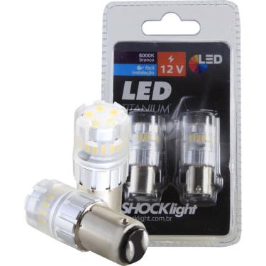 Imagem de Par Lâmpada Led Shocklight titanium branca 2 polos 12v 1157