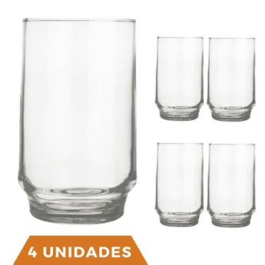 Imagem de Conjunto 4 Copos Vidro Transparente 300ml Lights Suco Nadir - NADIR FI