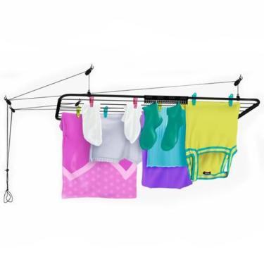 Imagem de Varal de Teto Aço Preto Mônaco 1,00m x 0,56cm 9kg Secalux