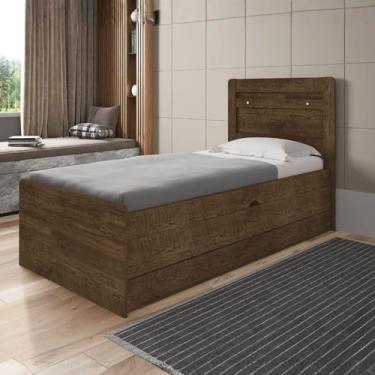 Imagem de Cama Larissa Solteiro com Cama Auxiliar + Baú Organizador MDF Resistente Malbec