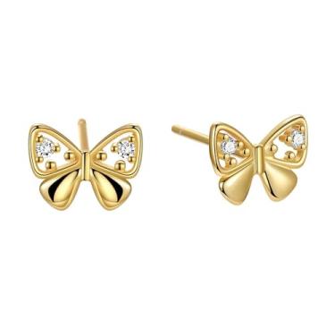 Imagem de Brincos de cartilagem pequenos de borboleta delicada de 18 g para mulheres, prata esterlina 925, mini laço de cristal, em forma de laço, poste, elegante, piercing de orelha, casamento, aniversário