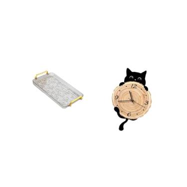 Imagem de Fenteer Conjunto Elegante de Bandeja de Mesa de Centro E Relógio de Parede para Decoração de Casa, Sala de Jantar, Quarto, Escritório, Festa, Presente de Boas