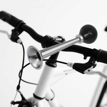 Imagem de Buzina de bicicleta, buzina de ar de metal vintage resistente às intempéries, serve para todas as bicicletas e motocicletas, sons altos (prata)