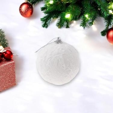 Imagem de Generic 1 peça de enfeites de bolas de Natal, padrão circular, espuma viscose, branca, 8 cm