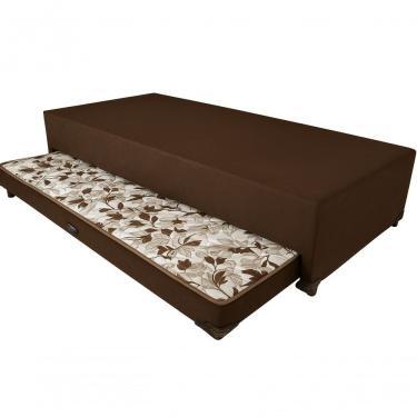 Imagem de Cama Box Solteiro Com Auxiliar Espuma Semi Ortopédica Suede 88x188 Cor:marrom