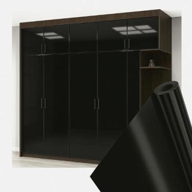 Imagem de Adesivo Vinil Preto Brilho Laca Moveis Decoração 2m x60cm - BG Adesivo