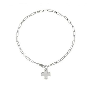 Imagem de LKingel Colar de cruz grossa de ouro para mulheres, colar com pingente de cruz martelada, vintage, corrente grossa, clipe de papel, corrente gargantilha, joia moderna, presente para mulheres, Large