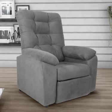 Imagem de Poltrona Almofadada Reclinável Bristol Veludo Light Cinza