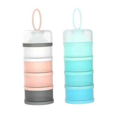 Imagem de DimyFew 2 recipientes para proteína em pó à prova de vazamentos com 4 compartimentos cada. Dispensadores práticos para treino, viagens, academia e escritório.