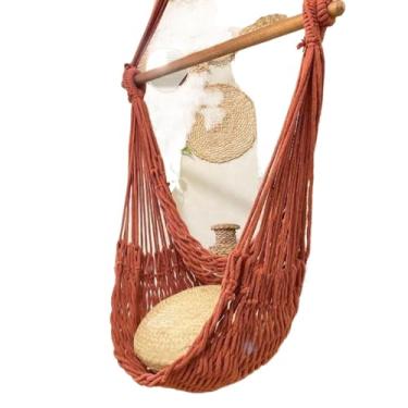 Imagem de Rede Cadeira Balanço Descanso Teto Suspensa Trançada Reforçada(Terracota)