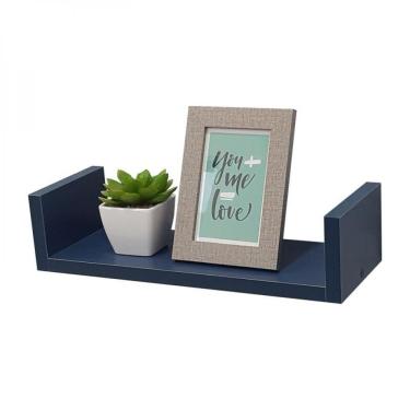 Imagem de Prateleira em U 40X10cm Azul com Suporte Invisível