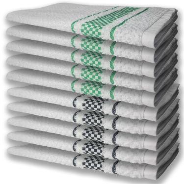 Imagem de 10 Panos De Prato Atoalhado Felpudo Premium 5 Verde 5 Preto