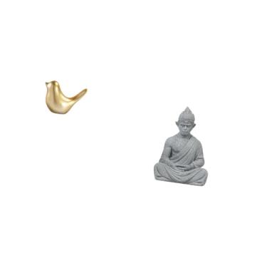 Imagem de Fenteer Estatueta de Buda de Pássaros Dourados E Macaco, Estátua de Animal Moderna para Decoração de Home Office, Escultura de Sun Wukong, Ornamento Colecioná