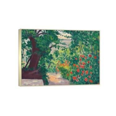 Imagem de BMZFYBS Famosa imagem de paisagem de arte de parede - impressões em tela - verão-pintura de moldura prateada para sala de estar banheiro decoração de casa 70 x 100 cm 27 x 39 pol
