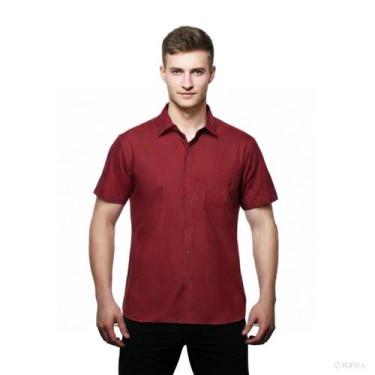 Imagem de Camisa Social Microleve Manga Curta Não Amassa Uniforme - C&C, Vermelh