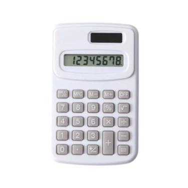 Imagem de Calculadora Eletrônica de 8 Dígitos com Energia Solar e Bateria – Mini Calculadora Portátil para Escola, Escritório, Contabilidade, Estudos e Uso Diário – Teclas Suaves e Visor Grande (Branca)