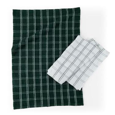 Imagem de Chess Conjunto de Panos de Copa Xadrez, 70% Algodão 30% Poliéster, Verde e Branco, 45x65cm, Felpudo, 300g/m², 2 Peças