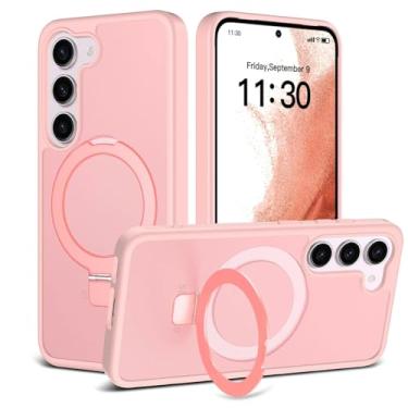 Imagem de ULXITEYU Capa magnética para Samsung Galaxy S23, 6,1 polegadas, compatível com MagSafe, suporte robusto, proteção de nível militar não amarelada, rosa fosco