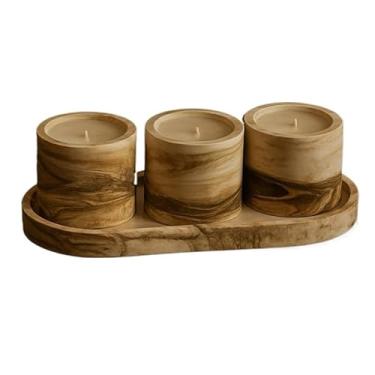 Imagem de Velas aromaticas artesanais decorativas marmorizado + Bandeja Decorativa Marmorizado (Marmorizado Marrom,Cereja Com Avelã)