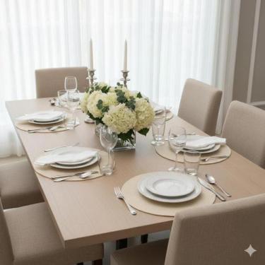 Imagem de Kit Jogo Americano Redondo Mesa Decorativo Jantar Descanso de Prato - 