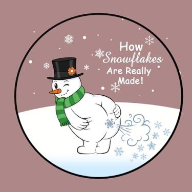 Imagem de Enfeites de Natal engraçados de boneco de neve – decoração de árvore de acrílico redonda com fita vermelha e caixa de presente, decoração de férias exclusiva e fofa, presente de mordaça para família