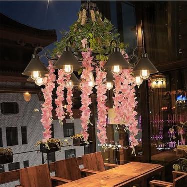 Imagem de Lustre Americano Pastoral LED Industrial Retrô Criativo Música Restaurante Bar Cafeteria Loja de Chá Loja de Roupas Decoração Plantas Verdes Luminária Pendente (E 9 Lâmpadas)