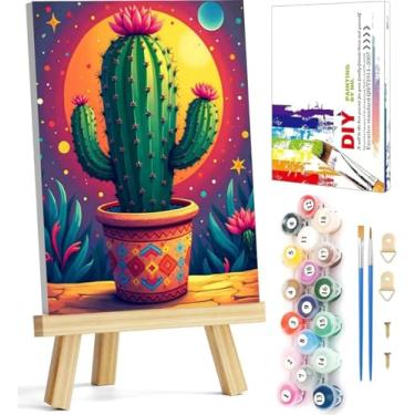 Imagem de Kit de pintura emoldurada por números para adultos iniciantes e crianças de 8 a 12 anos, kits de pintura fácil para adultos por números em tela emoldurada com cavalete, kits de pintura a óleo acrílica