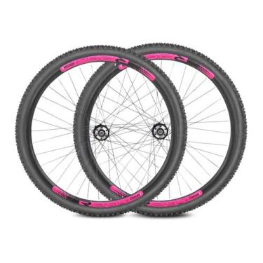 Imagem de Roda Aro 29 Rimaxx Cubo Rosca Pneus e Câmara Preto Rosa
