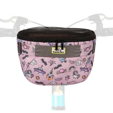 Imagem de Remobia Hicol Cesta de bicicleta infantil, bolsa durável para bicicleta e scooter, bolsa de guidão de bicicleta de tecido impermeável para meninos, meninas, crianças pequenas com aba de malha com