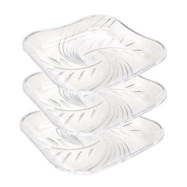 Imagem de Kit Travessa Acrílico Servir Bolos Doces Sobremesas Bandeja Frutas Fruteira Luna Dubai (Luna | Kit 3, G)