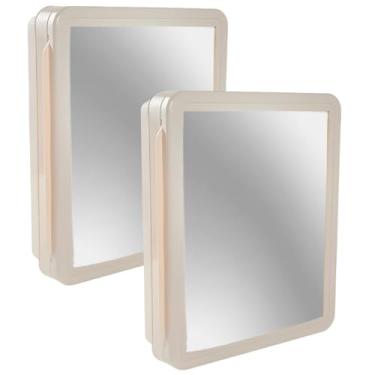 Imagem de Armário Banheiro, Embutir ou Sobrepor com Espelho De Vidro, armario de vestiario - Ideal para Banheiros Pequenos e Lavabos(2 BEGE)