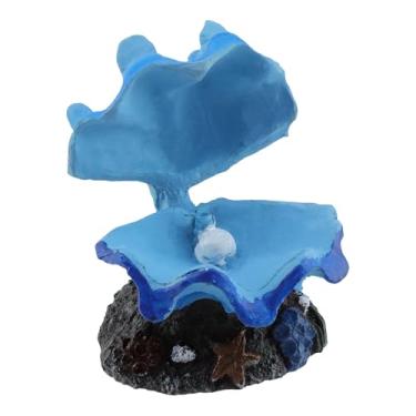 Imagem de Tighall Decoração de aquário com concha de borbulhador de pedra de ar, ornamento para aquário de peixes, bolhas, ótima adição para aquário de aquário (concha azul e pérola)