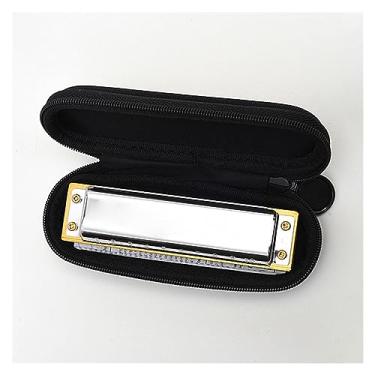 Imagem de Gaita diatônica de 10 furos pente de bambu harpa padrão 10 furos gaita com estojo (cor: chave de E)