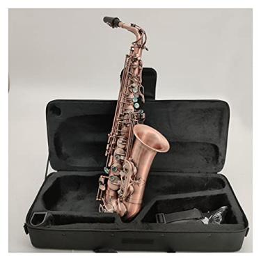 Imagem de Saxofone Profissional Saxofone Alto E Flat Vintage Bronze Vermelho Bronze Saxofone Antigo Latão Saxofone Sax Kit Iniciantes (Cor: Bronze Antigo)