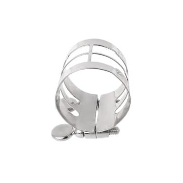 Imagem de Acessórios profissionais para saxofone saxofone alto ligadura prendedor prata resistente para boquilhas de plástico/ebonite acessório de saxofone