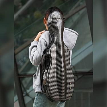 Imagem de Estojo de violino tamanho completo 4/4 de fibra de carbono de alta resistência em forma de pera bolsa de música para violino com trava de combinação e bolsa extra estojo rígido para violino preto (tipo VB-aleatório-ponto listrado preto)