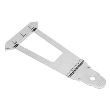 Imagem de Alomejor 6 Cordas Jazz Guitarra Ponte Tailpiece Liga Metal Ajustável Sela Prata Trapézio Tailpiece para Baixo Acústico