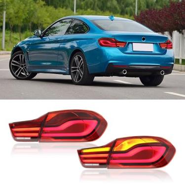 Imagem de JOLUNG Luzes traseiras compatíveis com as séries 4 M4 GTS F32 F33 F36 F82 F83 2013-2020, montagem de luzes traseiras DRL, luzes de ré, luzes traseiras de freio farol de neblina reversa, 1 par (moke)