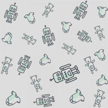 Imagem de Papel De Parede Infantil Robô Ursinho Baby