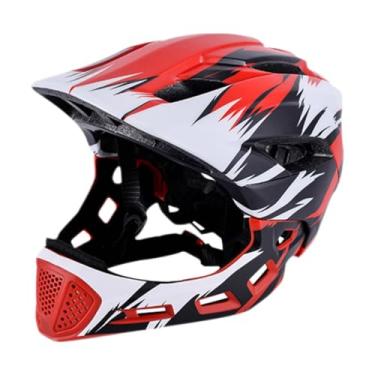 Imagem de UGPLM Capacete de bicicleta para crianças, respirável, destacável, moderno e portátil para meninos e meninas, capacete para ciclismo ao ar livre, Vermelho Branco Preto