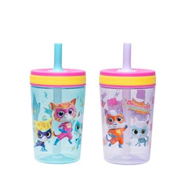 Imagem de Zak Designs Disney SuperKitties Kelso Copos infantis para viagens ou em casa, pacote com 2 copos plásticos duráveis de 425 g com design à prova de vazamento são perfeitos para crianças (Ginny, Sparks,