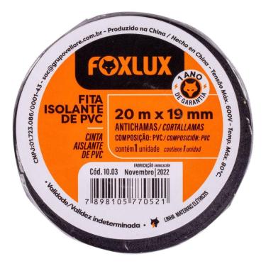 Imagem de Fita Isolante Pvc Antichamas 20m X 19mm 10 Unidades Foxlux